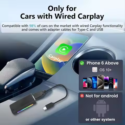 A77K Wireless Carplay Adapter,Wired to Wireless CarPlay Dongle Plug & Play Auto Connect Bluetooth 5.