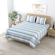 Värde 210 TC Kerala Handloom Cotton Bedsheet | Double Bedsheet with 2 Pillow Covers | Woven Striped