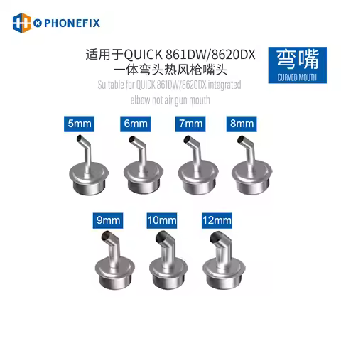 45 Degree Curved Angle Heat Gun Nozzle Sleeve for QUICK 861DW/ 8620DX /SUGON 8620DX/8865/9630/202D R