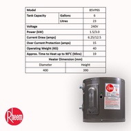 Rheem Water Heater Rheem 85VP6S Storage Heater 23L Vertical water heater | Made in Mexico | FREE DE