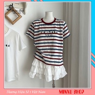 Lightweight and Cool Paper T-Shirt with Small Flower Print Mark THE ONE QC Minxu Shop CK88