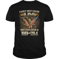 Saya mungkin tidak mempunyai ijazah, tetapi saya mempunyai DD-214. T-Shirt Veteran Amerika, Leher Bu