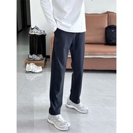 秋冬季牛仔褲男國中高中學生寬鬆加絨青少年帥氣大童寬鬆休閒褲子-黑色加絨 M