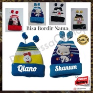 Newborn baby beanie, knitted baby beanie, embroidered name baby beanie