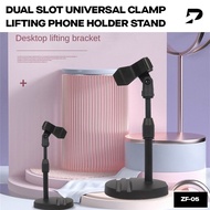 Dual SLOT UNIVERSAL CLAMP LIVE BROADCAST MOBILE PHONE HOLDER STAND ZF-05