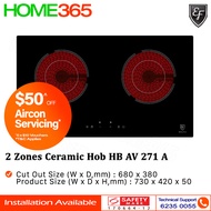 EF 2 Zones Domino Hob HB AV 271 A