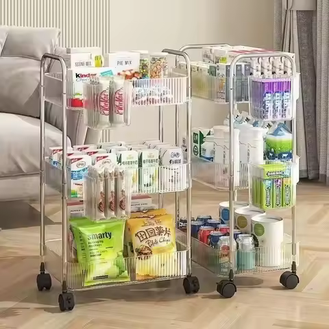 Storage Shelf Trolley Serving Cart for Coffee Mobile Grocery Cart Multifunctional Tea Kitchen Trolle