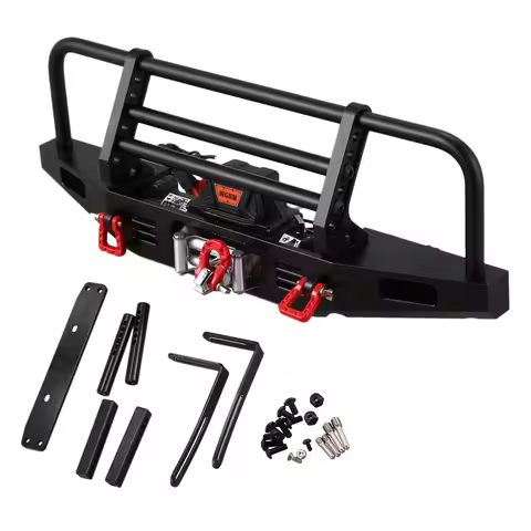 Metal Front Bumper with Winch Remote Controller System for 1/10 RC Crawler Traxxas TRX4 Axial SCX10 