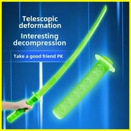 3D Printed Retractable katana toys cosplay Demon Slayer 70cm Samurai Sword Toys Kids Christmas Gift