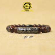 Gelang Batu Alam Kristal Tiger Eye Merah ASLI Original Estetik Aesthetic Pria Wanita Cowok Cewek Ker