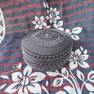 Black peci songkok kopyah KAISAR BLACK silver thread haromain peci malaysia a1 peci asagofah peci Ad