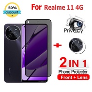 2 in 1 Realme 11 4G Privacy Screen Protector Anti-Spy Full Coverage Tempered Glass For Realme C55 C5