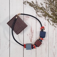 [Ready Stock SG] Caius Geometric Block Statement Necklace | Handmade Wood Block Necklace | Statement