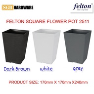 FELTON SQUARE FLOWER POT 2511 XS WHITE/ DARK BROWN / GREY / SAUCER 2504 XS WHITE/DARK BROWN/GREY