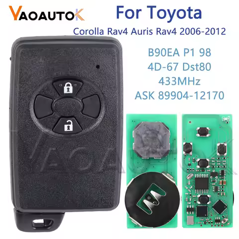 Smart Remote Car Key For Toyota Corrlla Rav4 Auris Rav4 Key 2006-2012 2 Buttons B90EA P1 98 4D-67 Ds