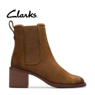 Clarks Womens Chamberly Top Chelsea Boots - Walnut Suede