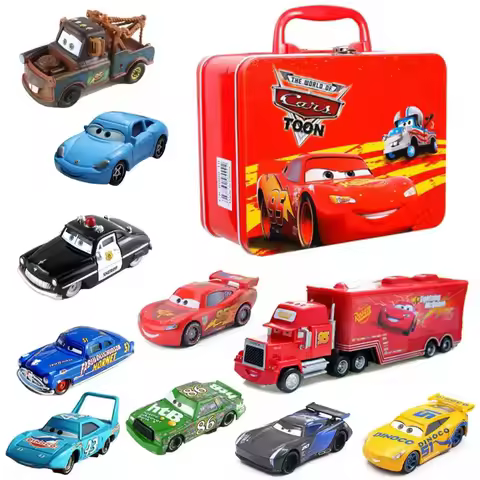 Disney Pixar Cars Lightning McQueen storage box Cruz Ramirez Mater Jackson set Metal Diecast Model C