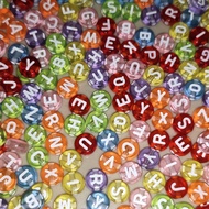 [100pcs] Transparent alphabet beads in the color of the / alphabet beads, round alphabet beads, MIX
