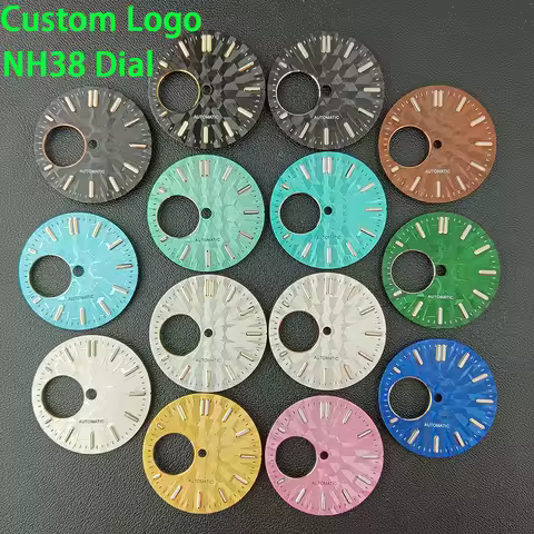 NH38 dial Watch Dial man watch Custom logo dial green luminous suitable for NH38 movement watch acce
