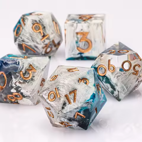 Handmade D&D Polyhedral Dice Set for Dungeons and Dragons, D and D Dice, Sharp Edged Resin D&D Dice