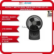 Alpha 7" 3 Blade Motto Desk Table Fan DT360-G2/7-AC WHITE/BLACK