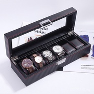Jewelry Position High-End Wholesale Watch Box Display Box Leather Ready Stock High-End 6 Carbon Fibe