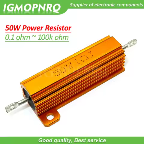 50W Resistor Aluminum Power Metal Shell Case Wirewound Resistor 0.01 ~ 100K 2 6 8 10 20 100 150 200 