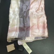 (購自英國專門店) Burberry silk scarf Ash Rose (Pink)  Classic Stripes - 190 × 70cm Scarves 巴宝莉 經典 粉紅 蠶絲 絲巾 