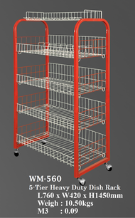 （Ready Stock）WM-560@ 5 Tiers Heavy Duty Dish Rack/ Storage Rack/rak pinggan mangkuk/ Display Rack