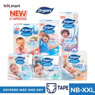 Drypers WeeWee Dry Newborn NB80/S80/M60/L58/XL50+4/XXL40 Tape Mega Pack