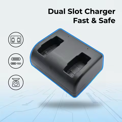 1860mAh High-Capacity Rechargeable Battery USB Charger Set, Compatible with GoPro Max and Hero Max 3