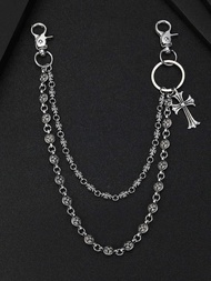 Chrome*Hearts Double Dark Cross Pants Chain Niche Waist Chain Punk Pants Chain