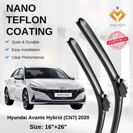 Hyundai Avante Hybrid (CN7) 2020 Premium Quality Japan Tech Car Wiper Accessories 16"+26" U Hook Fre