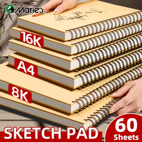 1pc Marie's 16k/A4/8K Spiral 73lb/120gsm Sketch Book with 60-Sheet Packs,Notebook for Drawing,Painti