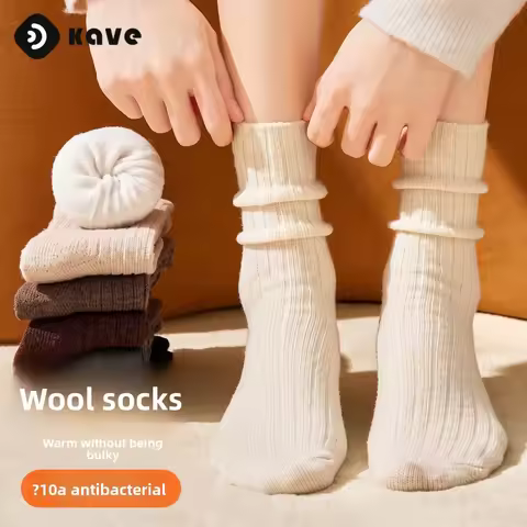 Wool Socks Women Winter Thick Warm Anti Odor Mid Calf Slouch Socks Postpartum Maternity Crew Socks F