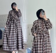 [[ NEW ]] DRESS KOTAK MOTIF KOTAK BAHAN RAYON DIAMOND | GAMIS KEKINIAN BUSUI | GAMIS RAYON DIAMON PR