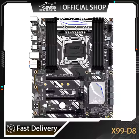 JINGSHA X99 D8 Motherboard LnteI X99 Chipset LGA2011-3 V3 V4 USB3.0 NVME M.2 SSD WiFi Support DDR4 M