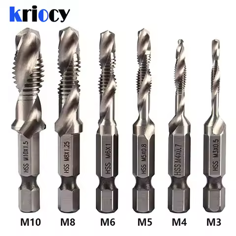 1/6Pcs Tap Drill Bit Set Hex Shank Titanium Plated HSS Screw Thread Bit Screw Machine Compound Tap M