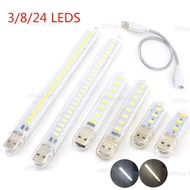 Mini 3/8/24 LED 5V USB DC Warm White Lamp Book Reading FLashlight Night Light Lighting  MY9B