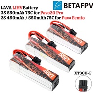 BetaFpv LAVA 450mAH 550mAh 2S 3S 75C 7.6HV 11.4 LIHV LiPo Battery for Pavo Femto (2S)/ Pavo20 Pro (3