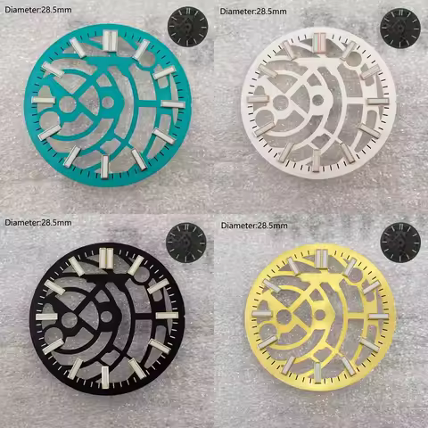 28.5mm nh70 S logo dial ice blue green black open heart s dial for nh70/nh71/nh72 movement skeleton 