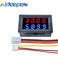 Original Aideepen 0.28" 4-Bit DC 0-100V 10A Voltmeter Ammeter Blue+Red LED Amp Volt Meter Gauge