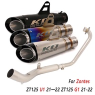 Exhaust System For Zontes ZT125 U1 ZT125 G1 21-22 Slip On Motorcycle Exhaust Front Link Pipe Connect 51mm Muffler Not DB