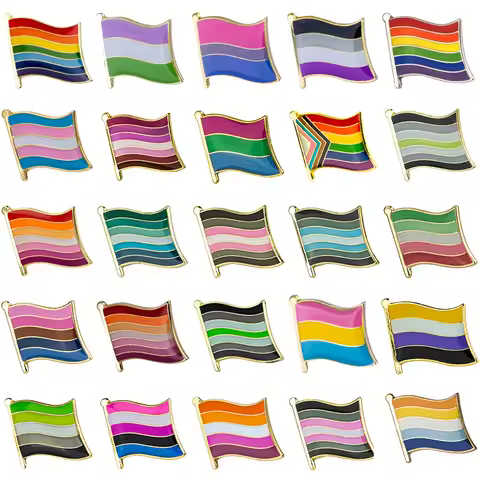 LGBT Rainbow Flag Badge Pin Brooch Progress Lapel Pin Gay Lesbian Pride Pins Clothes Bag Enamel Lape