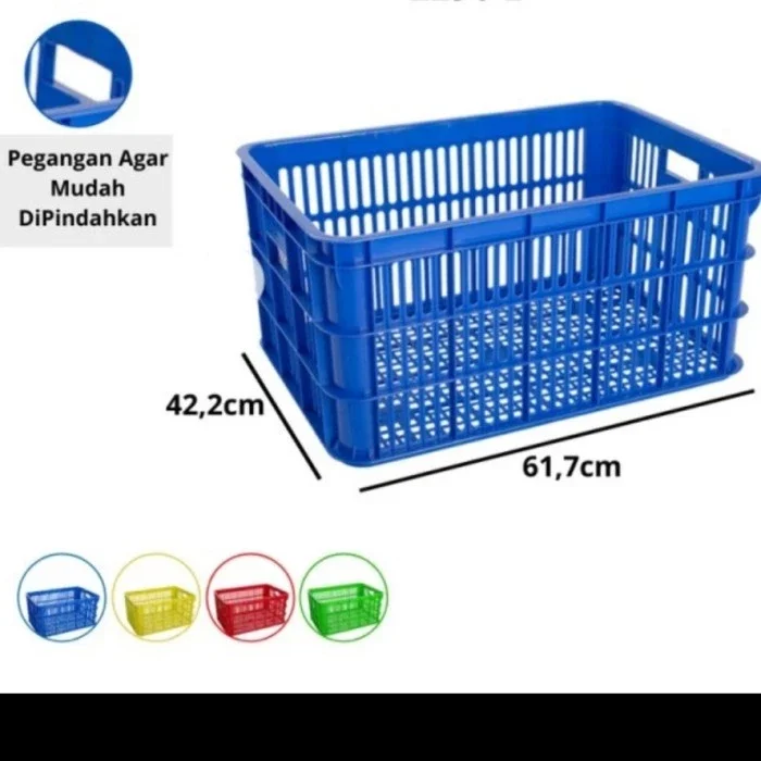 Box Kontainer Bolong Lubang Green Leaf 62x42x30CM Keranjang Industri Perkakas Paket FIle Surat Dokum