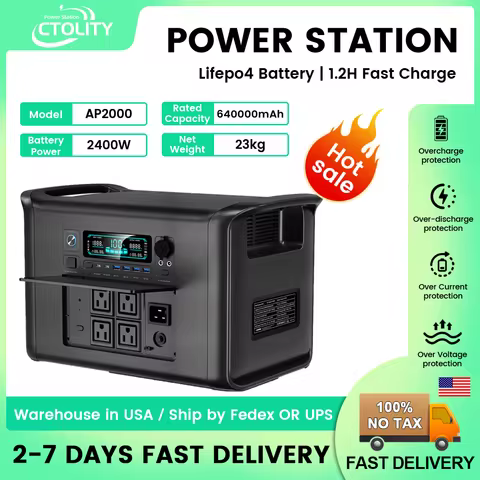 CTOLITY AP2000 2400W Portable Power Station 220v Solar Generator Lifepo4 Batteries Emergency Power