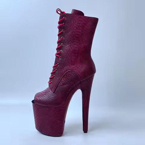 2026 Women's Pumps and Heels Snake Pattern Peep Toe Platform Ankle Boots Stiletto Heels for Pole Dan