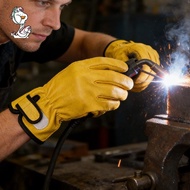 1 pair wear cowhide leather work gloves welding work gloves safety gloves for gardening work