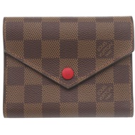 路易威登 Portefeuille Victorine Damier N41659 三折錢包，帶 IC 標籤，RED/ブラウン，LV 0663，成色極佳 [二手]LOUIS VUITTON