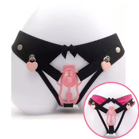 Sissy Training Pink ADJUSTABLE G-STRING For Fufu clip and Cock Cage,Chastiry Panties,Anti-Falling Ha